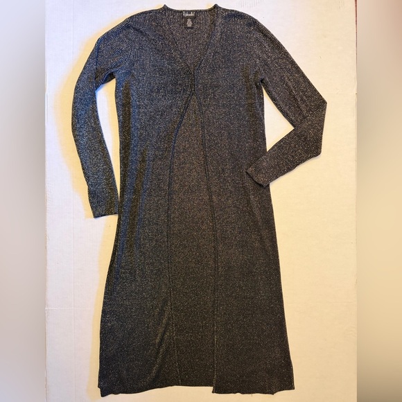 Rafaella Longline Women's Black & Gold Metallic Silk blend Cardigan Sz-L. DD12 - Picture 5 of 12